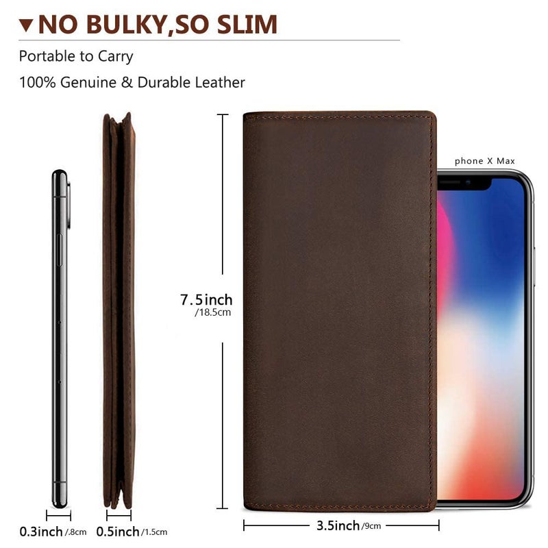 Kattee Men's Vintage Genuine Leather Long Wallet for Checkbook Credit Cards - Image 5
